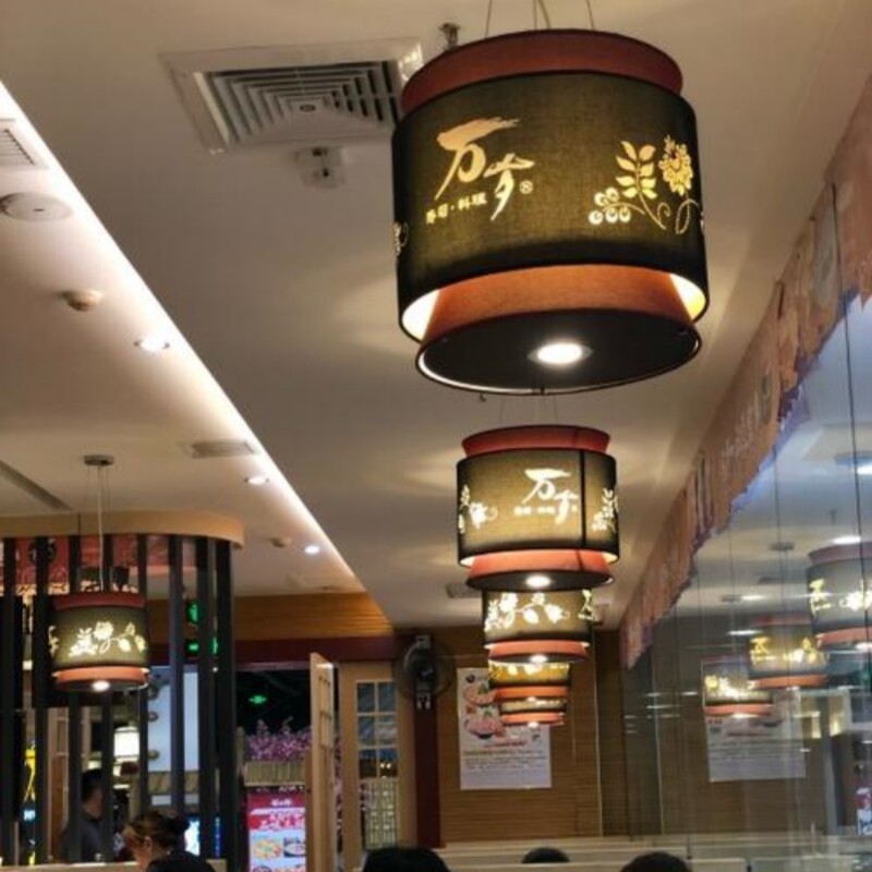 日式万岁回转寿司快餐厅日本韩国料理饭店火锅布艺带射灯吊灯具罩