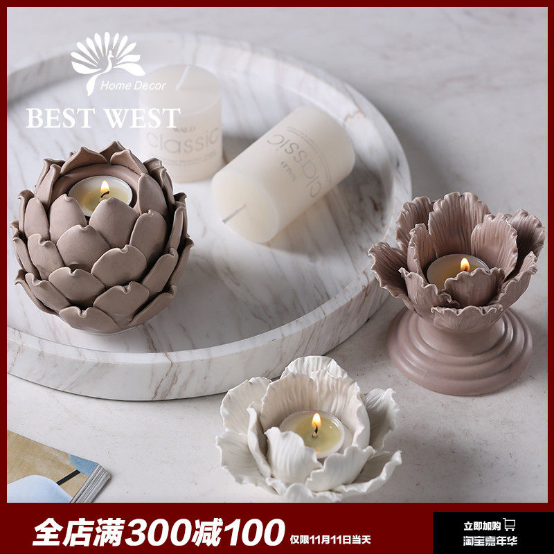 【促】陶瓷烛台莲花蜡烛灯风水小摆件工艺品餐桌创意软装家居装饰在类目 家居饰品, 蜡烛/烛台, 烛台中 - 来自Buy2taobao.com提供专业的淘宝代购服务
