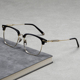王一博同款 眼镜框男半框纯钛复古变色防蓝光近视眼镜架女大框手工