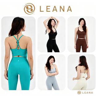 LEANA丽娜瑜伽服运动吊带胸衣背心一体杯健身交叉美背上衣女套装