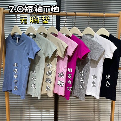 短款2.0短袖T恤瑜伽服夏季薄款