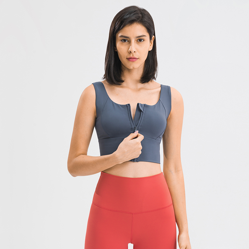 前置拉链运动文胸聚拢瑜伽胸衣女