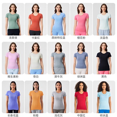 专业瑜伽服无痕短袖薄款舒适透气