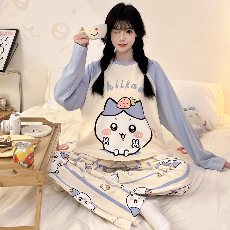 女士睡衣纯棉长袖卡通可爱家居服