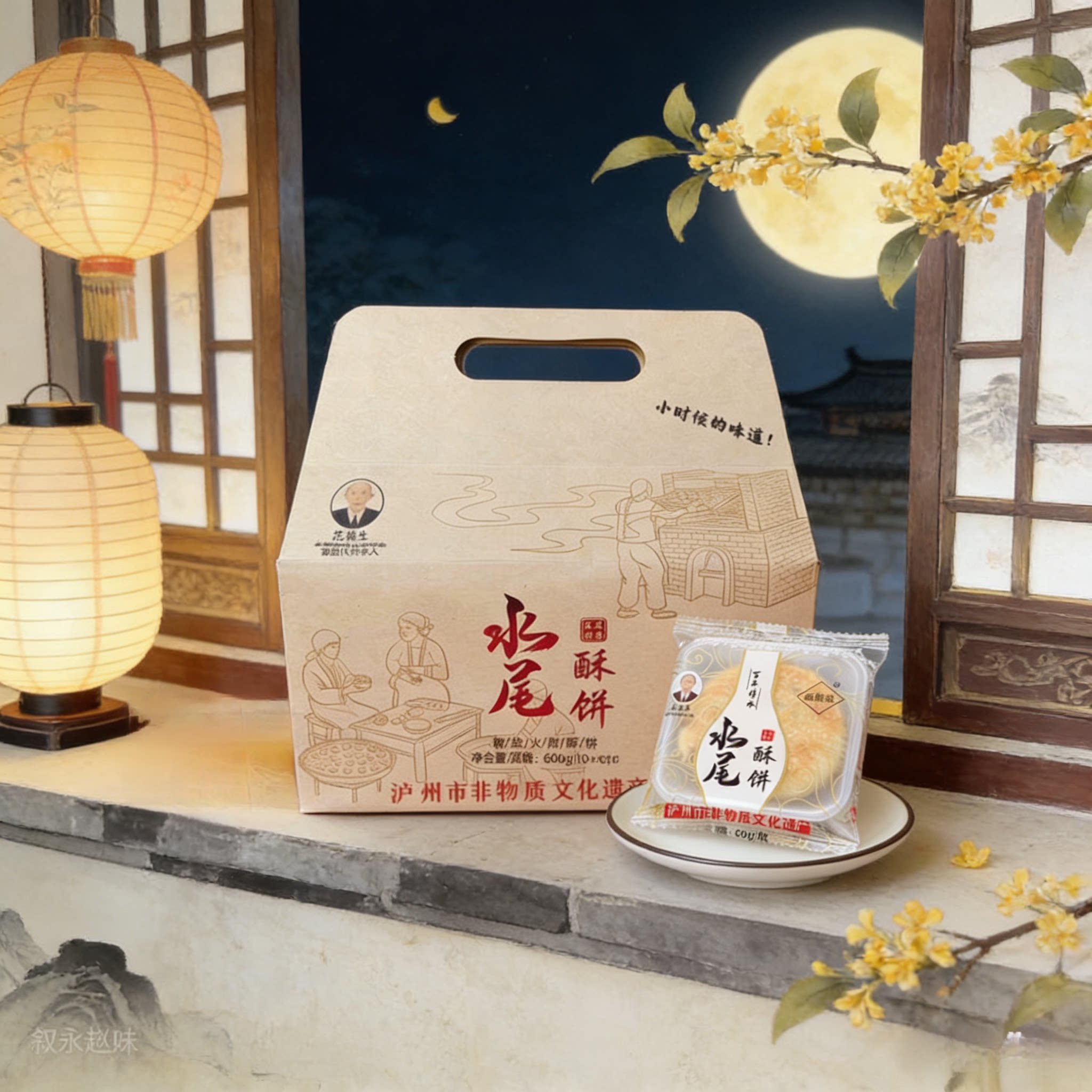 水尾酥饼范德生椒盐火腿月饼中秋礼品装酥饼全年有货厂里直销包邮