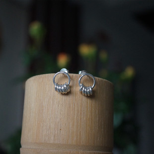 自制耳环999纯银大耳钉 小众高级感气质养耳洞足银首饰 尺寸订做