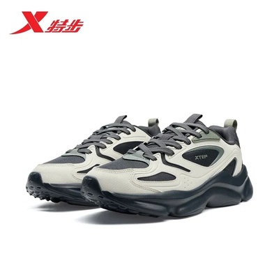 特步休闲鞋男鞋2025冬季新款厚底增高保暖老爹运动鞋975419320016