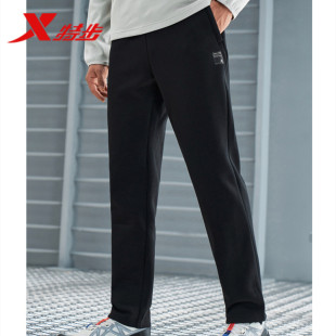 特步男裤加绒保暖裤子2024冬季新款直筒运动裤长裤男976429630181