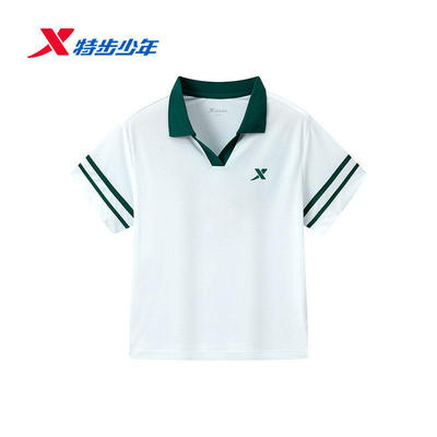 特步儿童短袖POLO衫女大童2026夏季新款透气冰丝上衣674224028405