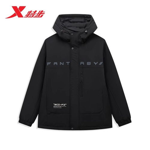 特步宽松2024冬季新款薄棉服保暖