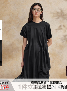 播黑色连衣裙2024新款女夏季商场同款轻薄垂感长裙BDR2LD0886