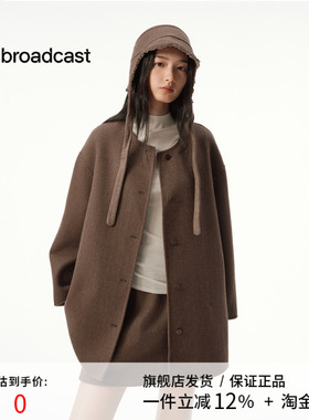 播时髦洋气灰色短款毛呢外套女25秋冬新款宽松上衣DDS4AD5116