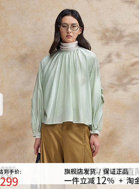 播圆领衬衫女商场同款2024夏季新款设计感文艺复古上衣BDR2HD1505