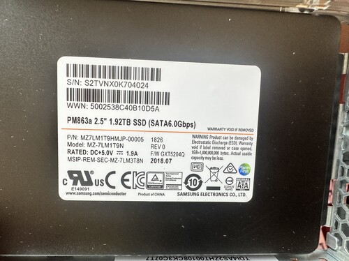 三星 PM863A 1.92T 480g 固态硬盘企业级台式服务器固态硬盘SSD