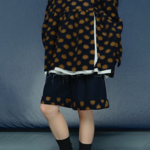 月泠泠YUELINGLING 「虚静」拼接波点短款宽松阔腿裤