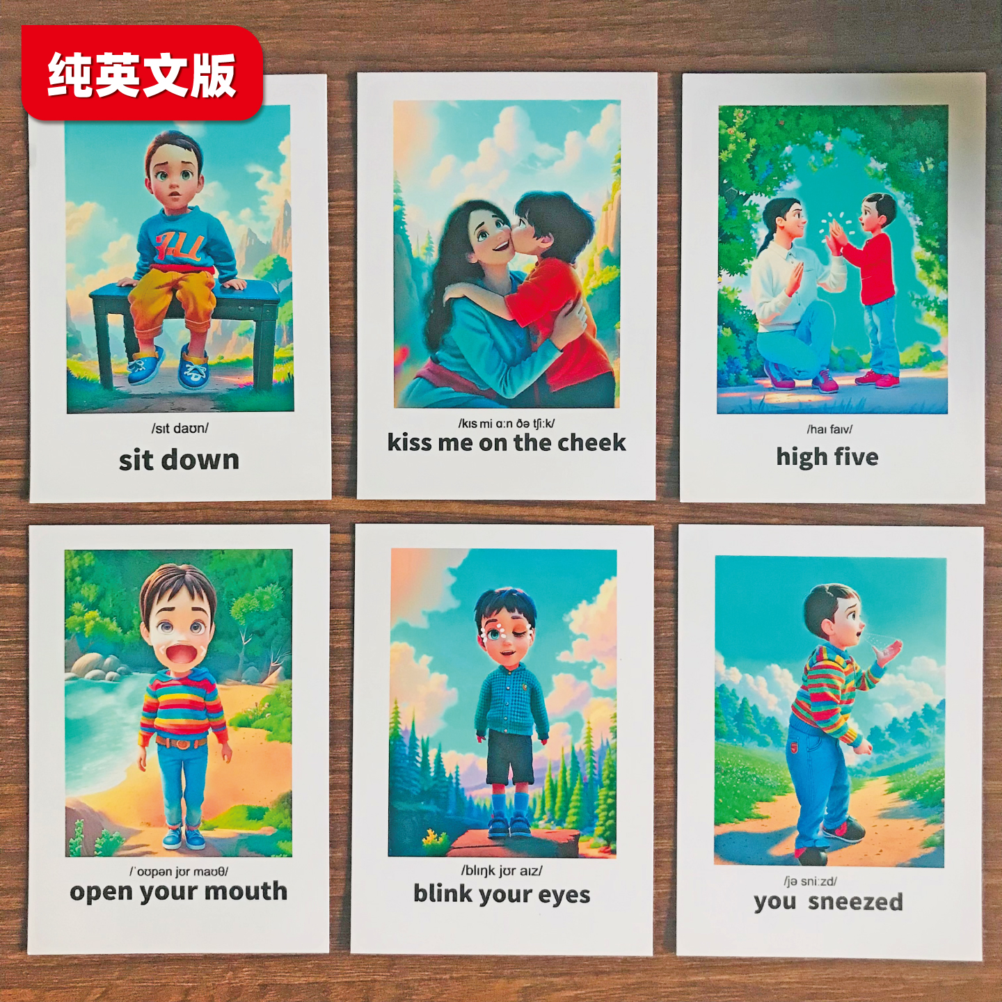 全英文版-tpr指令问答闪大卡宝宝零基础学英语启蒙口语幼儿园教具