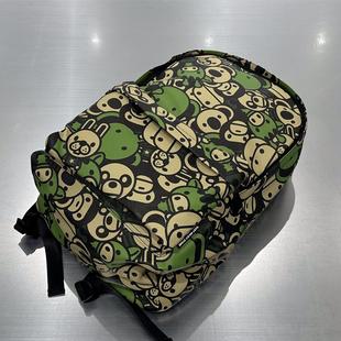 现货 BAPE BABY MILO 经典 绿迷彩小猴子  双肩包  PU荔枝皮 大号
