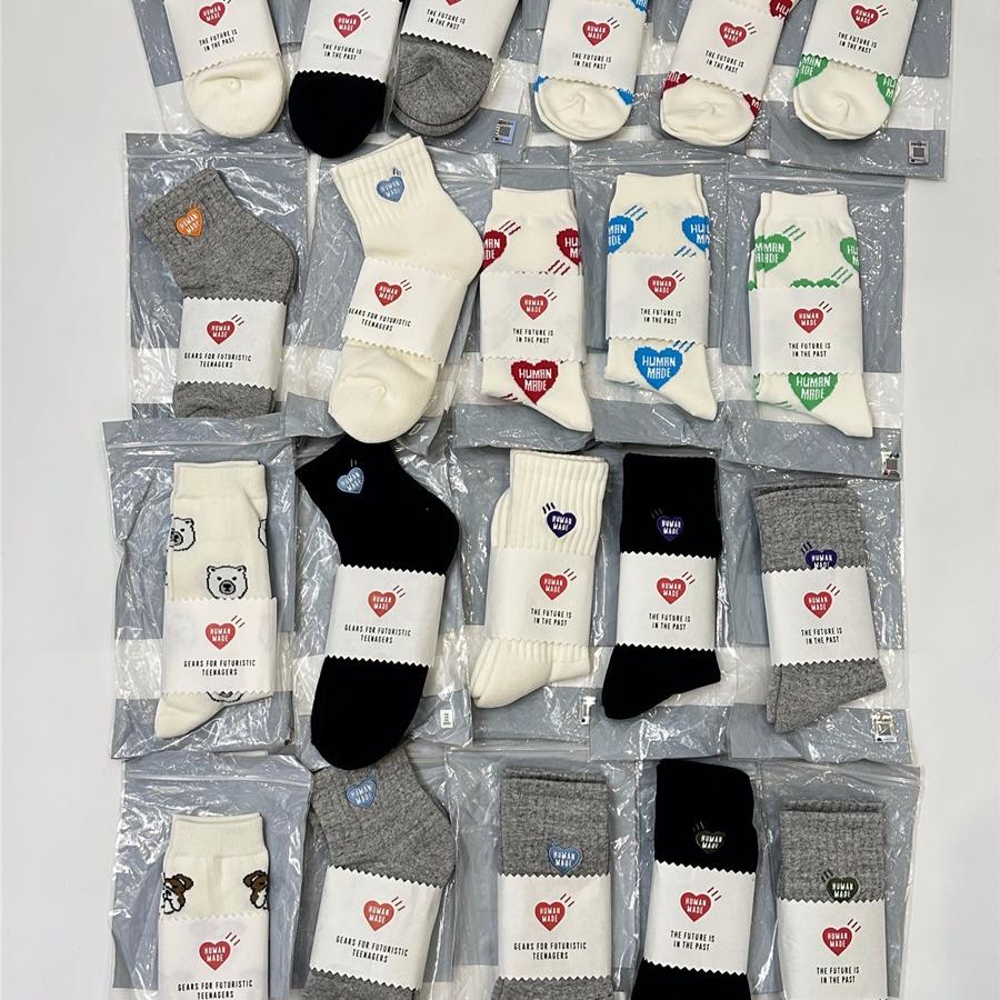 HUAMANMADE棉刺绣爱心lgoo袜子