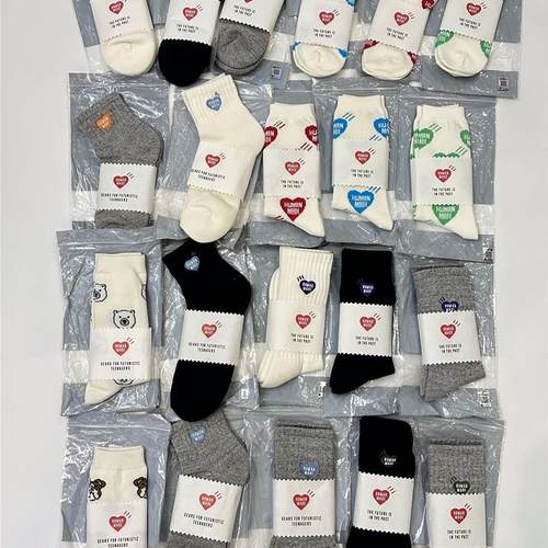 HUAMANMADE棉刺绣爱心lgoo袜子