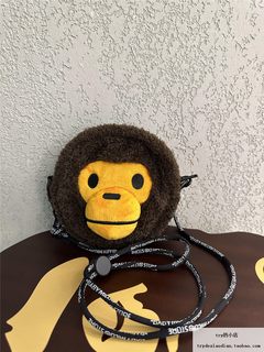 现货 BAPE BABY MILO 毛绒小猴子 立体脸 可爱卡通  圆形 斜挎包