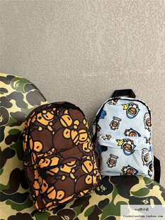 双肩包 鲨鱼可爱图案 迷你小号 BABY MILO BAPE 棕色小猴子 现货