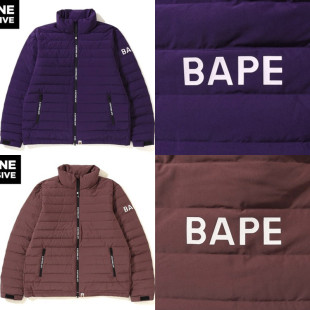 现货 折扣 BAPE DOWN JACKET 简约字母 猿人头 羽绒服 白鸭绒 男