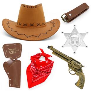 中世纪西部牛仔枪套帽子玩具枪腰带Cowboy gun belt holster