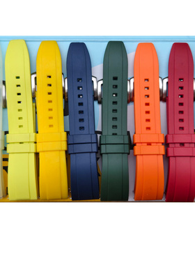 橡胶男手表带适用欧米茄黑绿水鬼华为天梭精工防水橡胶表带22mm