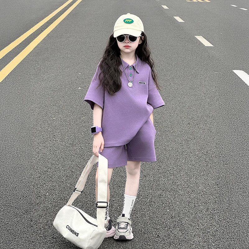 女童短袖套装夏装新款中大童女孩儿童运动套装