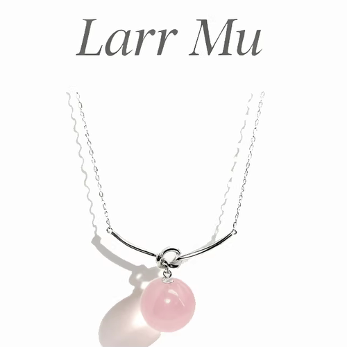 Larr Mu设计师款马达加斯加粉水晶项链S925银高级感气质简约项链