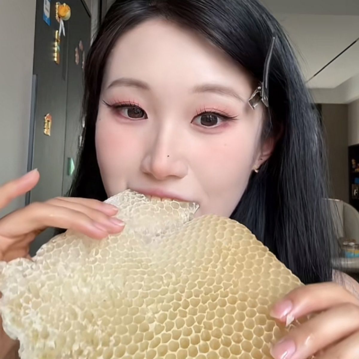 搞事同款蜂巢胚微蜜小张无添加正天然代餐低脂蜂蜜蜂巢整块嚼着吃