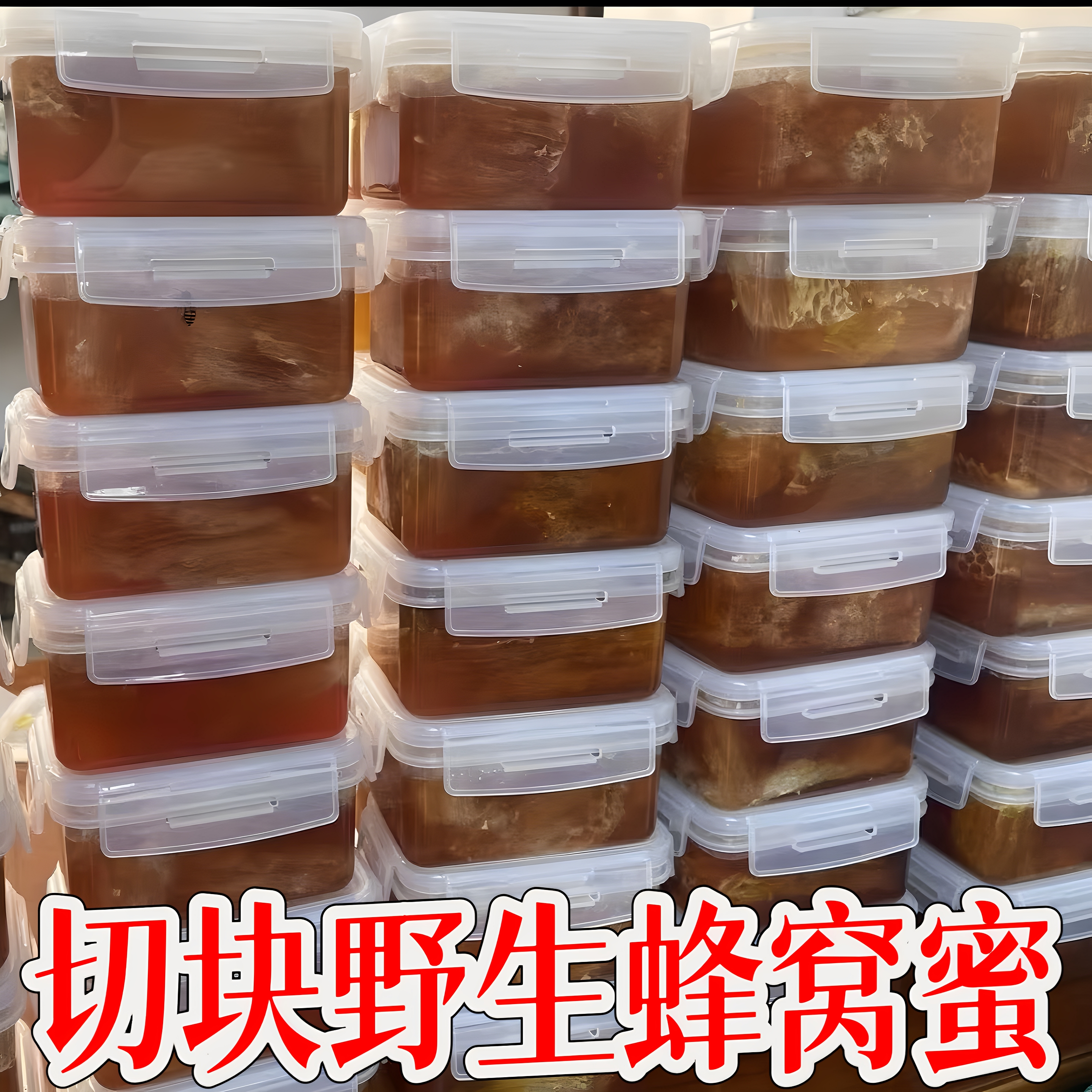 【农家自产】新鲜蜂巢蜜嚼着吃的带巢纯蜂蜜山花蜂巢蜜荆条蜂巢蜜