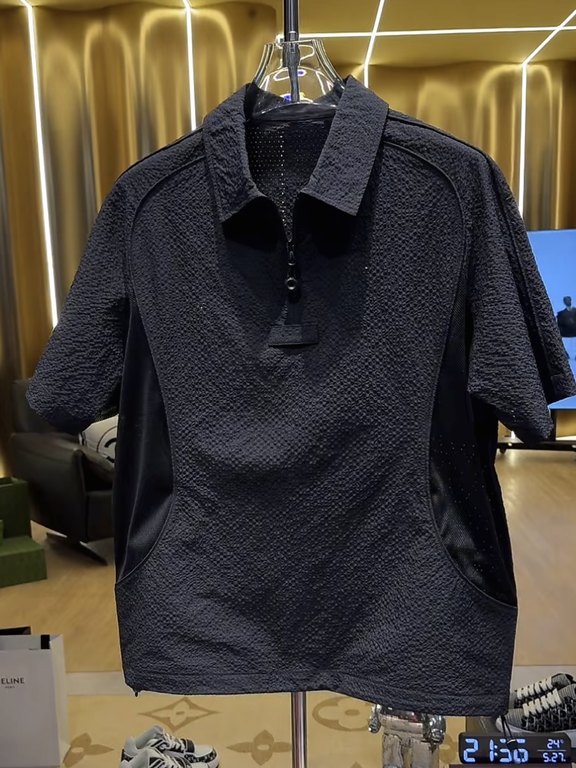 百尊薄款泡泡纱凉感Polo衫男高档宽松短袖百搭透气速干休闲T恤