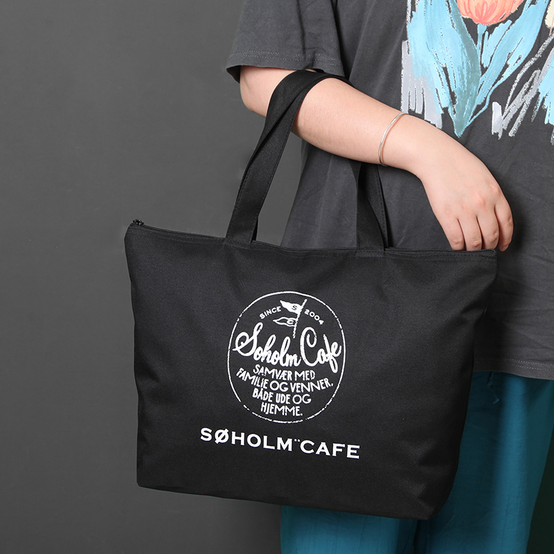 满包邮 日单 黑色牛津布手提单肩包带拉链休闲收纳包环保袋购物袋