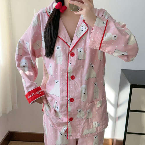 PJS纯棉磨毛秋冬男女士情侣套装