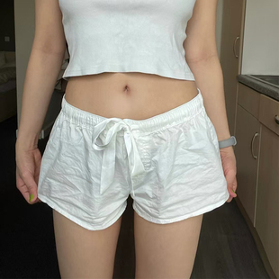 BM感松紧腰蝴蝶结短裤新款女夏季显瘦休闲热裤ins风运动裤打底裤