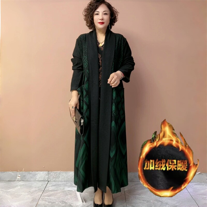 阔太太高端春秋长款大衣外套气质减龄宽松中老年妈妈装长袖风衣女