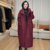 洋气羊毛宽松妈妈装 欧货高端加肥大码 高档毛呢外套时尚 200斤大衣
