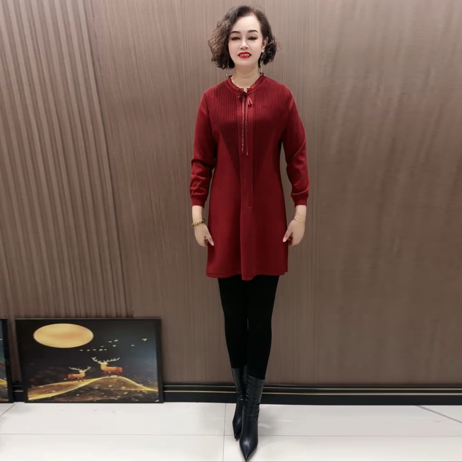 秋冬新款时尚焦麻针织大版衫宽松年轻妈妈装弹力中长款打底毛衣裙,女装/女士精品,连衣裙,淘宝优惠券,粉丝福利购,淘宝优惠卷