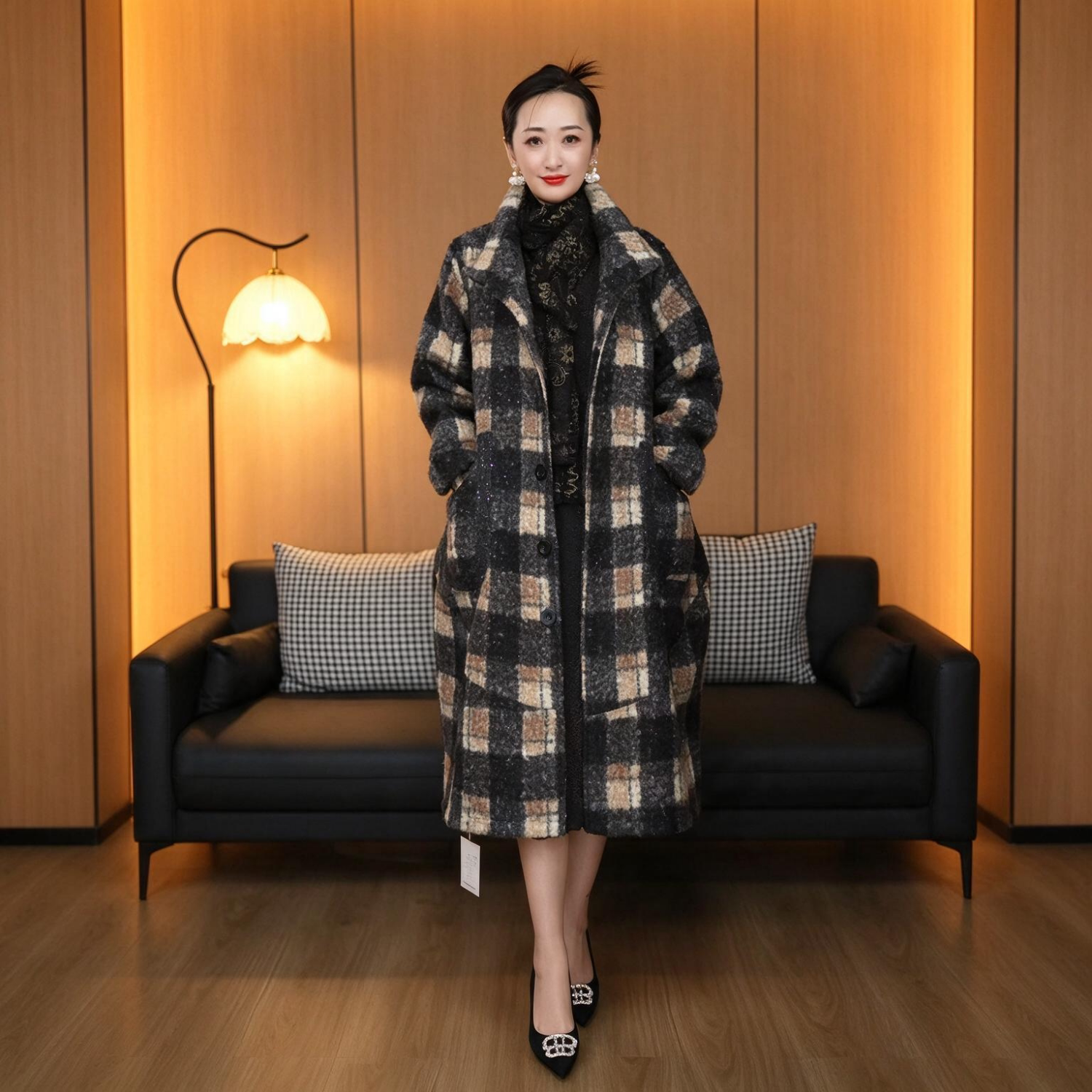 高端风衣秋冬新款加厚保暖气质过膝立领毛呢女士洋气百搭大衣外套