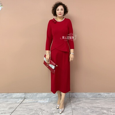 结婚妈妈装晚礼服高贵年轻时尚气质高端丈母娘喜婆婆婚宴装连衣裙