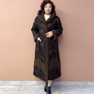 冬季加绒加厚保暖时尚洋气气质中年妈妈颗粒绒大码皮毛一体外套女