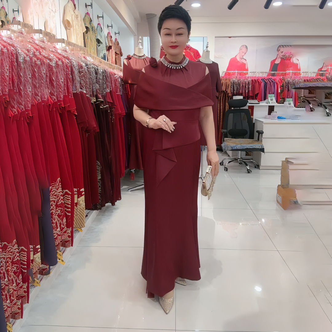 时尚气质喜妈妈旗袍喜婆婆婚礼礼服丈母娘婚宴装鱼尾晚礼服连衣裙