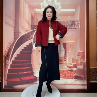 百搭洋气宽松大码 高端双面绒大衣短款 国风时尚 新款 毛呢外套女 春装