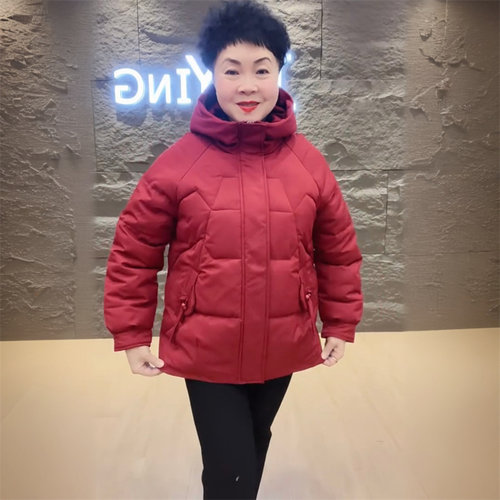 大码200斤洋气妈妈棉袄冬装中老年面包羽绒棉服短款加厚棉衣外套