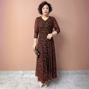 网纱垂感长款 显瘦弹力大码 大摆连衣裙 气质减龄修身 阔太太春夏长袖