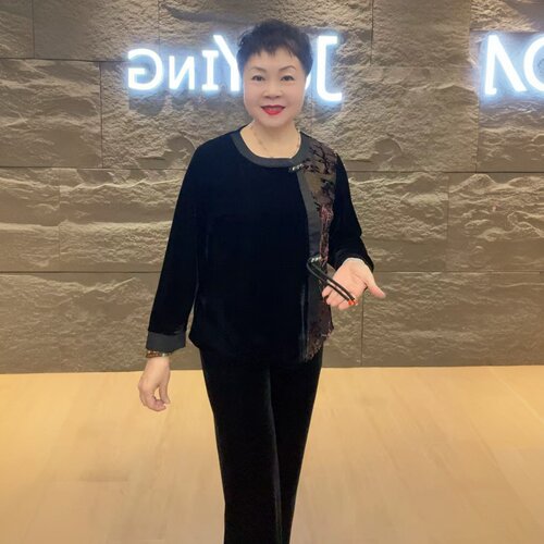 阔太太国风新款步摇提花撞色中老年妈妈上衣秋季丝绒洋气大码套装