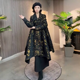 欧货秋装新款阔太太高端轻奢外套气质减龄宽松洋气不规则风衣大衣