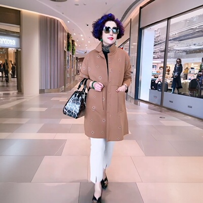 秋装高端气质时尚中长款空气棉印花风衣妈妈休闲宽松弹力大码外套