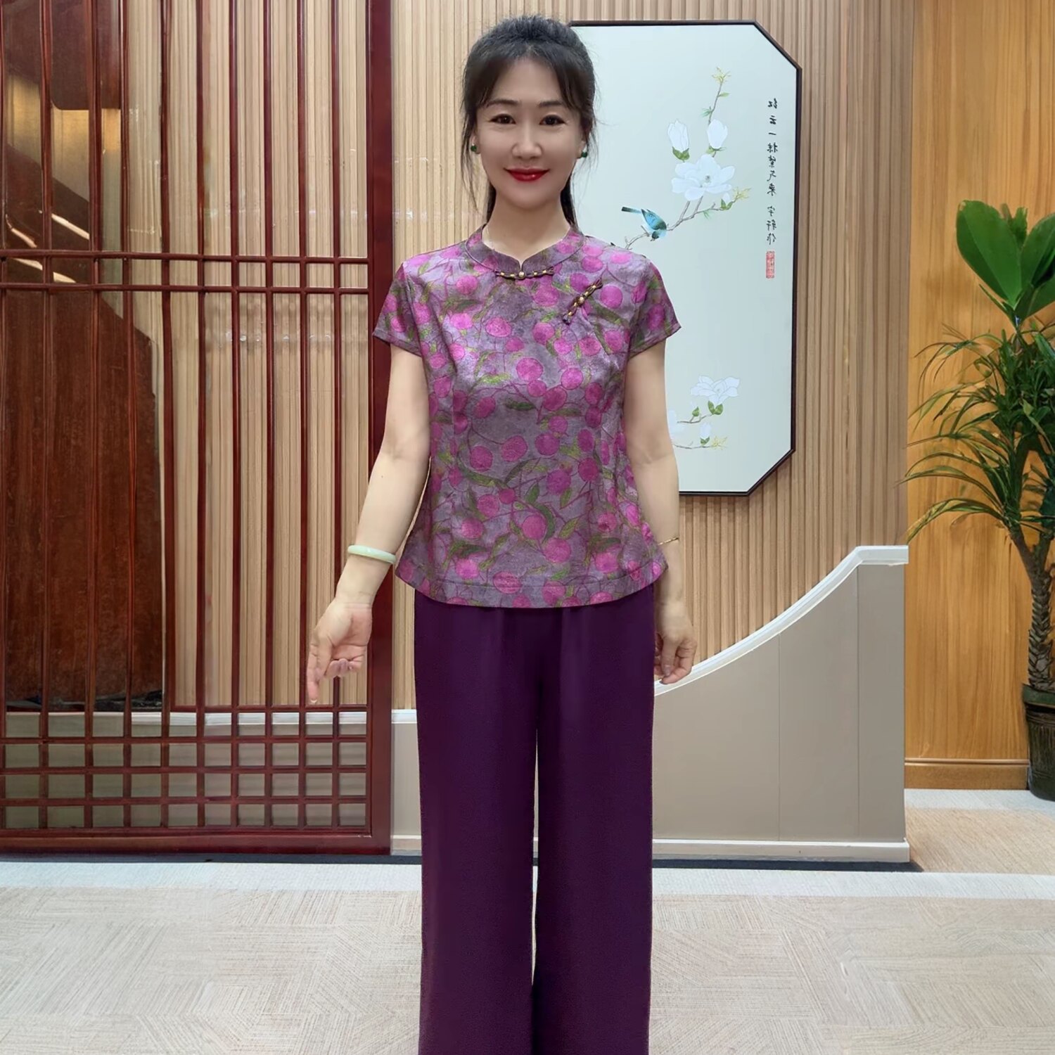 夏季新款时尚妈妈减龄短款上衣新中式盘扣旗袍衫国风短款洋气小衫